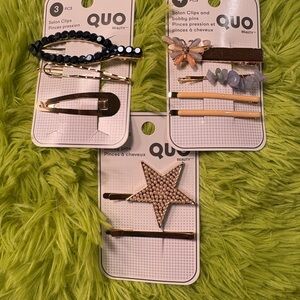 Urban Outfitters Star and Floral Hair Clip Set - Black, Gold, Brown